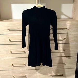 American Apparel | Long sleeved Backless High Neck VELVET Skater Mini Dress